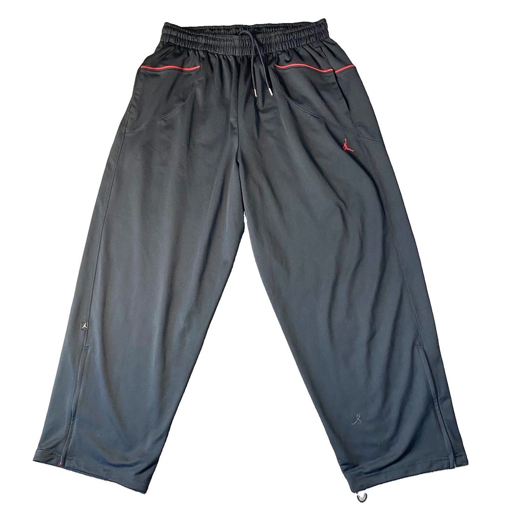 VINTAGE Jordan Pants Mens Black/Red Baggy Y2K Warmup Sweatpants 2XL MEN Dri Fit